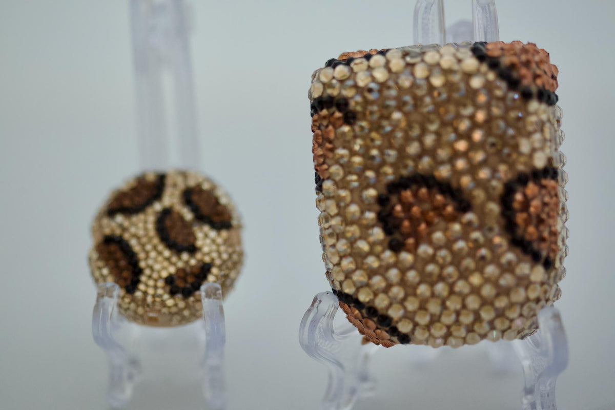 Leopard Luxe matching rhinestone covers for Omnipod 5 and Dexcom G7 by Glam Pods