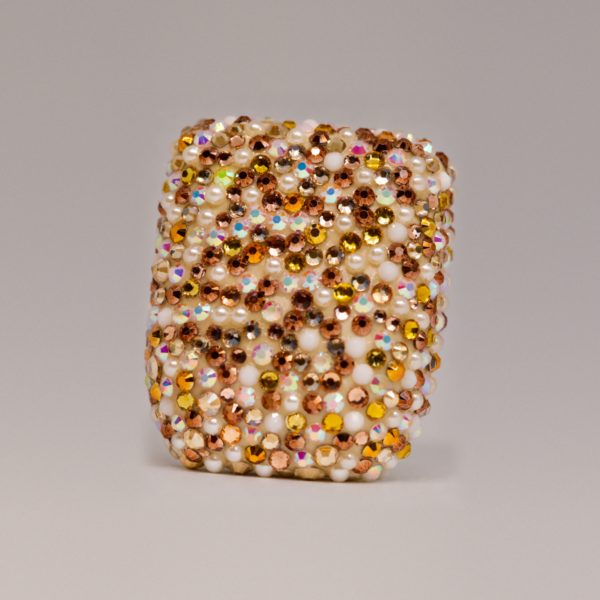 Golden Goddess gold and pearl rhinestone Omnipod 5 cover by Glam Pods