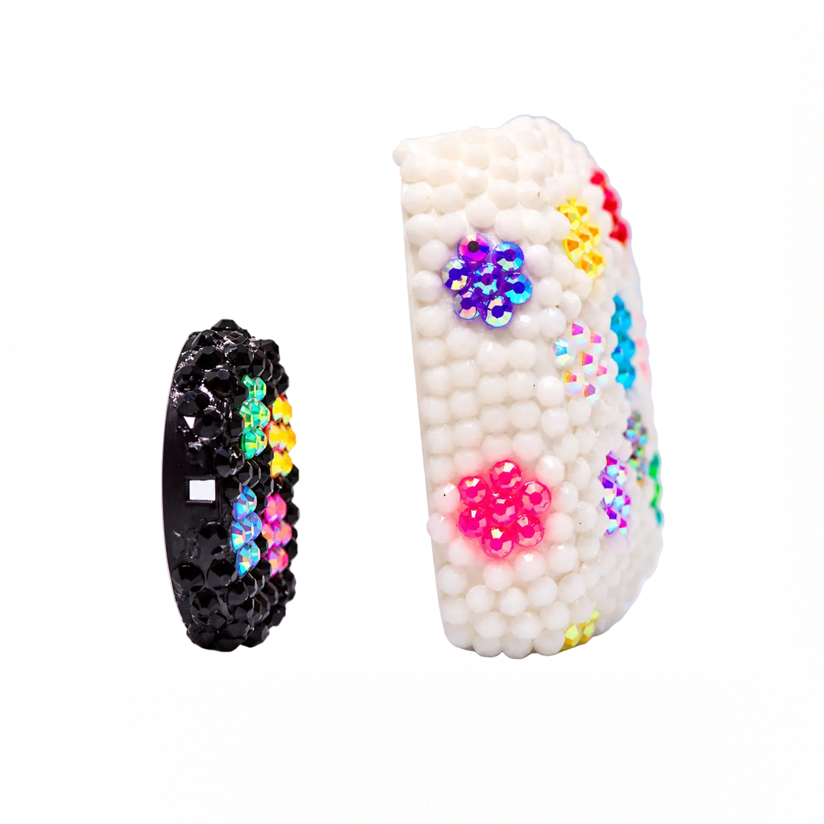 Flower Power matching rhinestone covers for Omnipod 5 and Dexcom G7 by Glam Pods