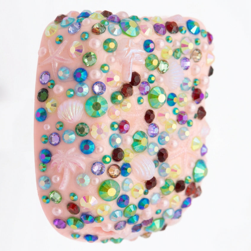 Aqua Pearl rhinestone Omnipod 5 cover, view 6