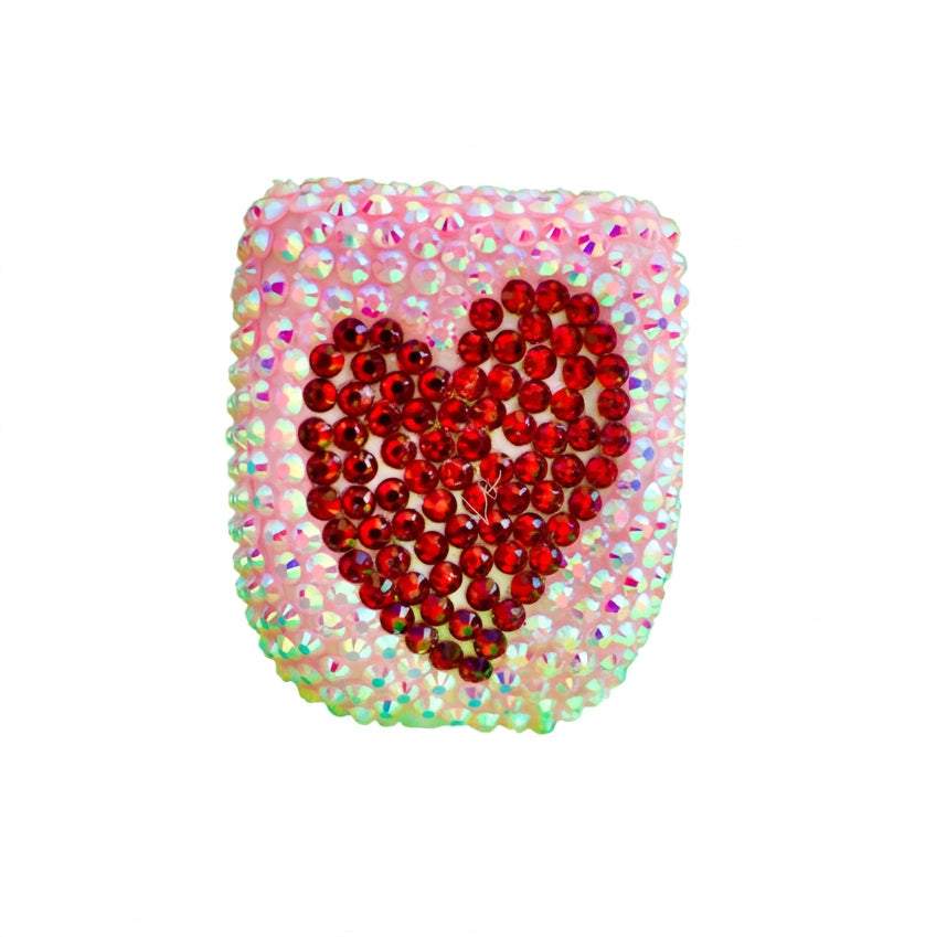 Love Struck pink and red heart rhinestone Omnipod 5 cover by Glam Pods