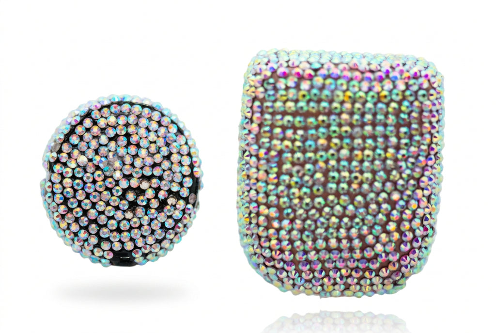 Diamond Dust matching rhinestone covers for Omnipod 5 and Dexcom G7 by Glam Pods